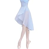 Daydance Teen Girls Women Ballet Skirts Asymmetrical Side Dip Sheer Chiffon Dance Skirts for Leotards