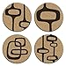 Mid Century Modern Retro Abstract Art Cork Drink Coaster Gift Set of 4
