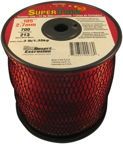 SuperTrim2 .105-Inch 3-Pound Spool Home Owner Grade Square Grass Trimmer Line, Red SSQ105S3-2
