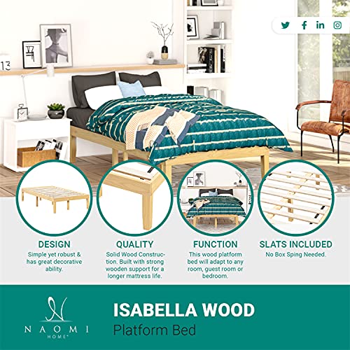Isabella 14 Inch Queen Solid Wood Platform Bed Frame Under 100 with