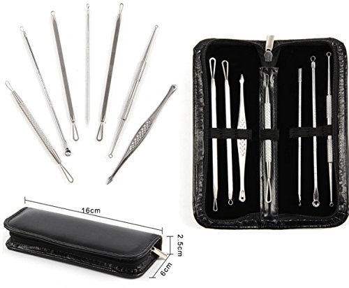 LUVODI 7 Pcs Pimple Popper Kit Blackhead Remover Comedone Extractor Acne Needle Removal Tool Set Facial Skin Care Tool Kit - Treatment for Blemish, Whitehead, Zit Popping