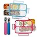 Leakproof Bento Lunch Box Container For Kids and Adults. Leakproof Containers with 3 compartments. 2 Sets of Stainless Steel Spoons and Forks with Travel Cases. Food Prep Meal Container. Blue and Pink