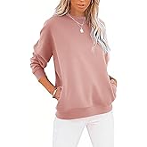 LEEDYA Women Long Sleeve Sweatshirts Crew Neck Casual Pullover Sweaters Loose Lightweight Solid Color Blouse Tops