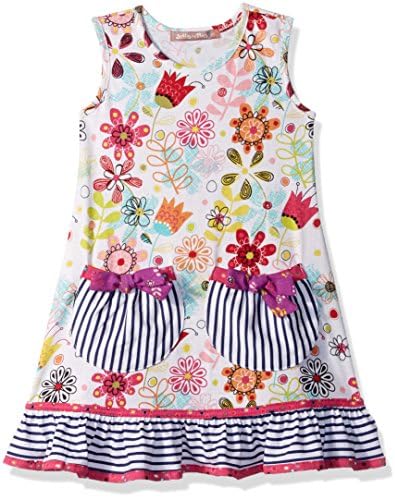 Jelly the Pug Little Girls' Tulip Floral Holly Dress, Multi, 4