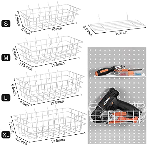 8 Pieces Pegboard Baskets Peg Board Racks Square Style Wire Shelf