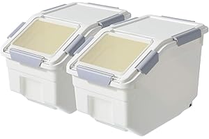LISM 2 Pack Dog Food Storage Container with Scoop,Large Airtight Pet Dog Food Bin,Container for Dog Treats Rice,Dog Cat Dry Food Bin,Baking Supplies,Flour,Rice,Kitchen Pantry Cereal(10 LB)