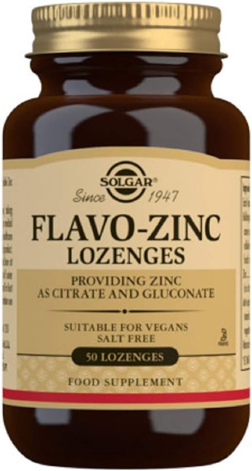 Solgar Flavo-Zinc Lozenges, Pack of 50, Seasonal Immune Support, Healthy Skin Hair and Nails, for Increased Energy