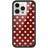Wildflower Cases - iPhone 14 Pro Compatible - Polka Dot - Burgundy &amp; Cream | Impact-Certified 6.5 ft Drop Protection Case, Raised Protective Bumper, Cute Aesthetic Design, Women-Owned Small Business