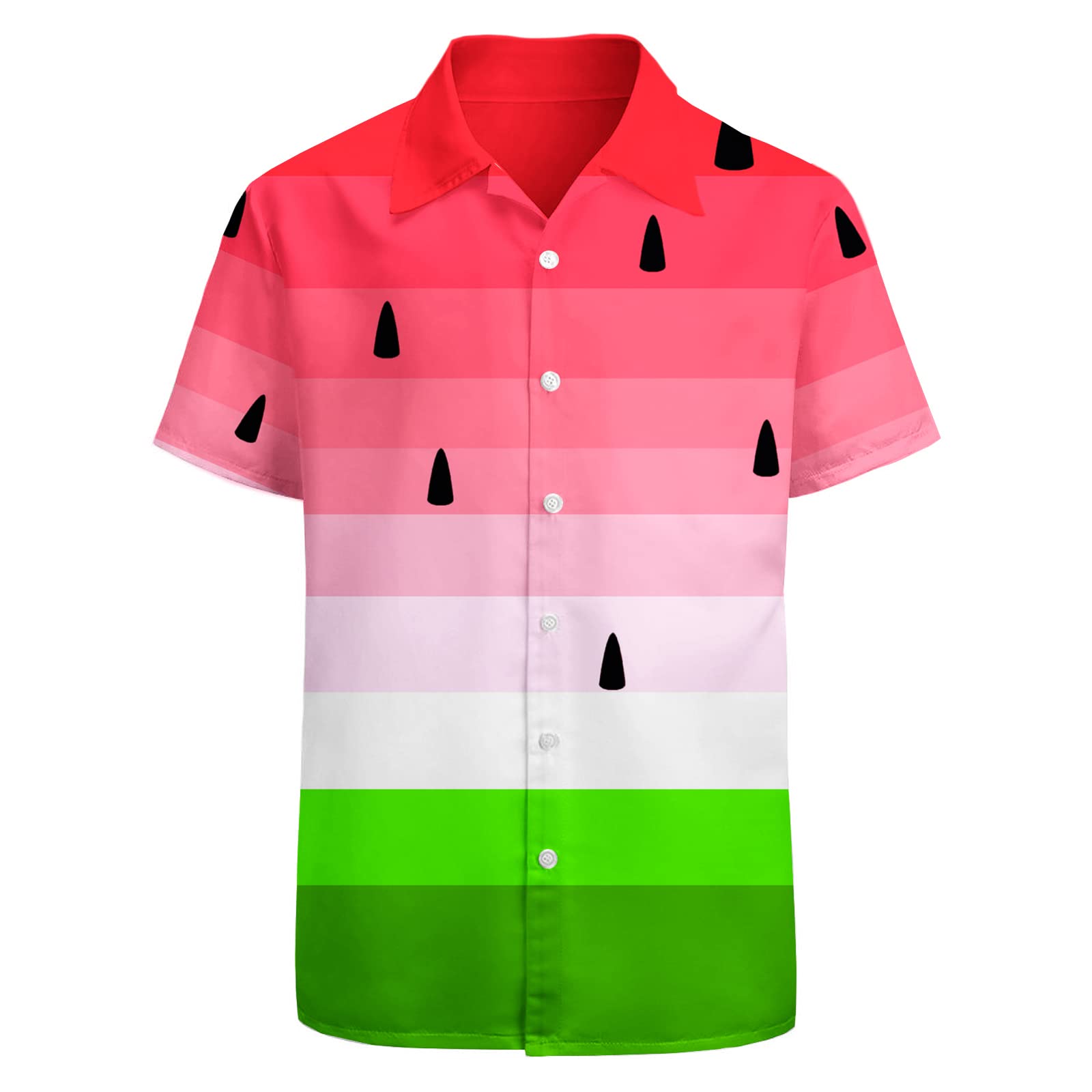 HUGLAZY Watermelon Hawaiian Shirt for Men Fruit Big