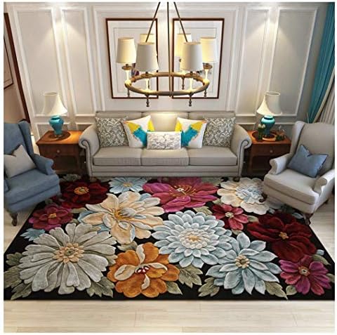 DAMENGXIANG 3D Three-Dimensional Flowers Carpet For Living Room Coffee Table Room Bedroom Mat Non-Slip Floor Mat Soft Home Decor 45×75Cm