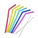 Outus Reusable Drinking Straws Silicone Straw Angled Drinking Straw with Cleaning Brush for Tumbler Straw Lid 30 Ounces/ 20 Ounces, 8 Pieces