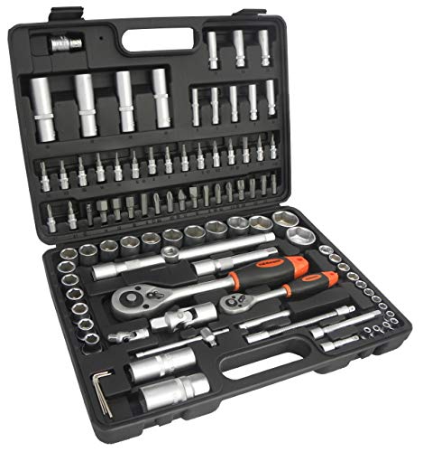 Geko G10150 Socket Set With Ratchets, 1/4" Drive 94 Pieces, Multicolour