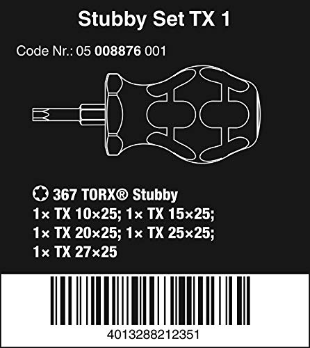 Wera '05008876001 Stubby Set TX 1 Schraubendreher-Satz, 5-teilig – Bild 3