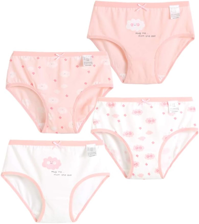 Maysunday Girls Underwear Set 2-13Y Soft Boxers Cotton Briefs Breathable Stripes Solid Panties 4-Pack