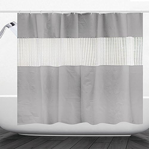 Shower Curtain, BINMA Water-Repellent &amp; Anti-bacterial Bath Curtains Liner With Hooks, 70x78 Inch Extra Long Wide Curtains for Bathroom (Gray)
