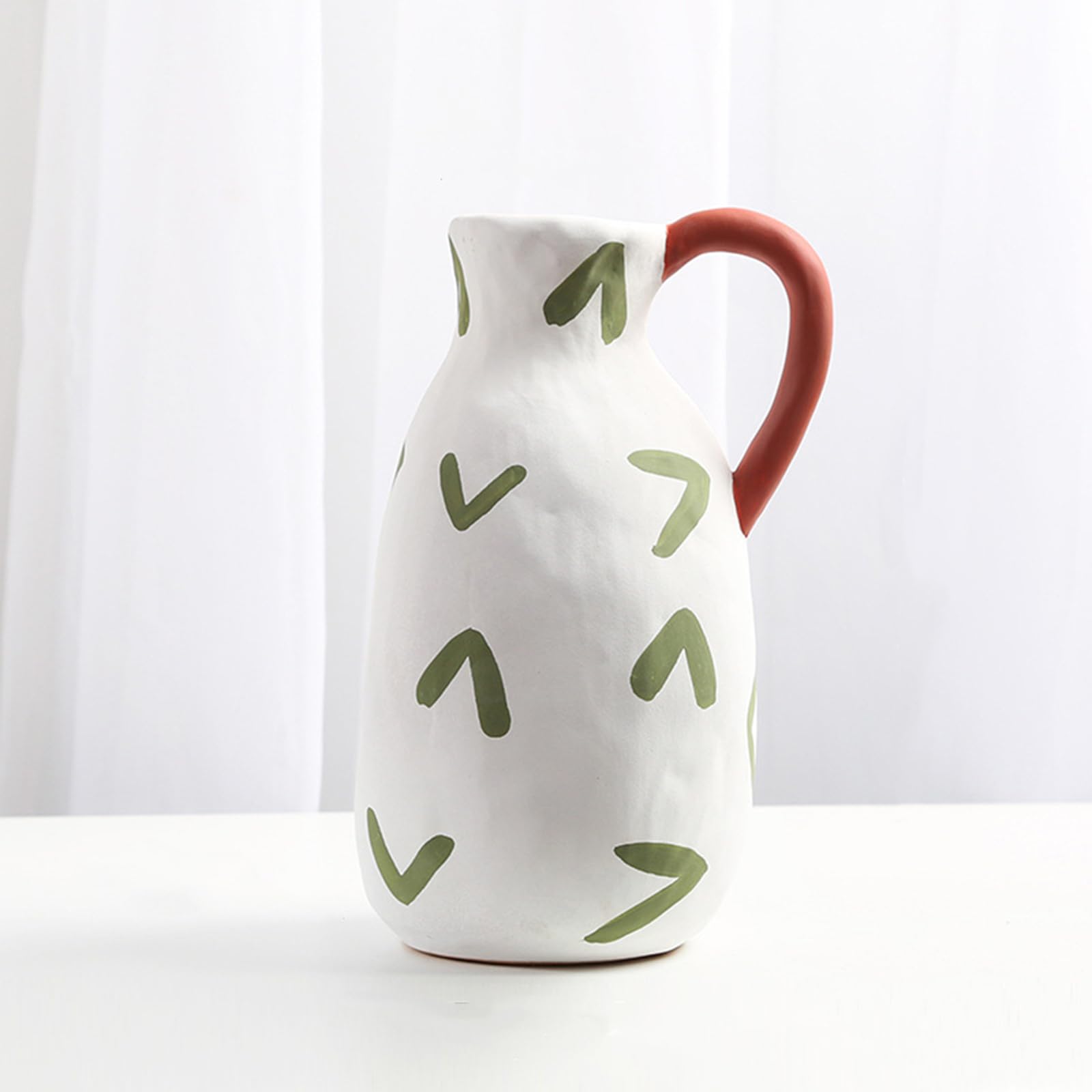 Handcrafted Ceramic Vase,Creativity Ceramic Vase,Creative Vase Modern Home Decor,for Centerpieces, Kitchen, Office or Living Room,Vintage Pottery Gifts,Housewarming Gift,with Handle-Height 9.25”.