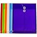 JAM PAPER Plastic Envelopes with Button & String Tie Closure - Letter Open End - 9 3/4 x 11 3/4 - Assorted Colors - 6/Pack