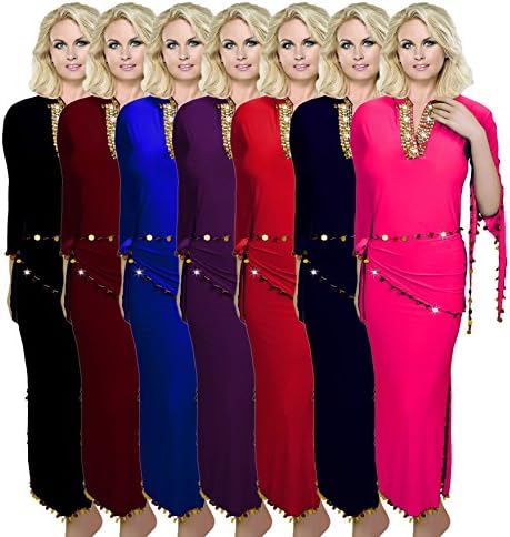 Oriental Handmade Sexy Beaded Saidi Costume Galabya Belly Dance Lingerie Abaya-Burgundy