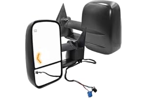 AERDM New Pair Towing mirrors Set Power Tow Heated Telescoping with Arrow Signal Light Side Mirrors Fit Chevy/GMC/Cadillac Silverado Sierra Avalanche Suburban Tahoe Yukon XL Escalade EXT ESV