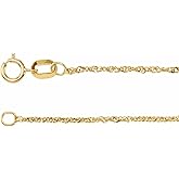 Sonia Jewels Solid 14k Yellow Gold 1mm Singapore Chain Necklace Bracelet 7"