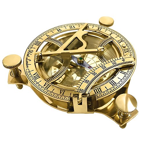 Captain Brass Sundial Compass 3'', with beautiful gift velvet pouch.