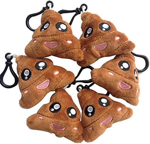 6Pack Mini Poop Emoji Durable Expression Plush Keychain Bag Accessory