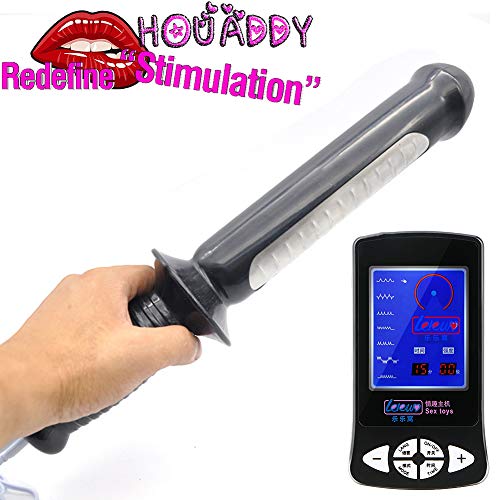 Electro Sex Anal Dildo Electric Shock Vaginal Stimulation Butt Plug Vibrator electrostimulation Adults Massagers BDSM Game G spot Sex Toys for Men and Women,Black