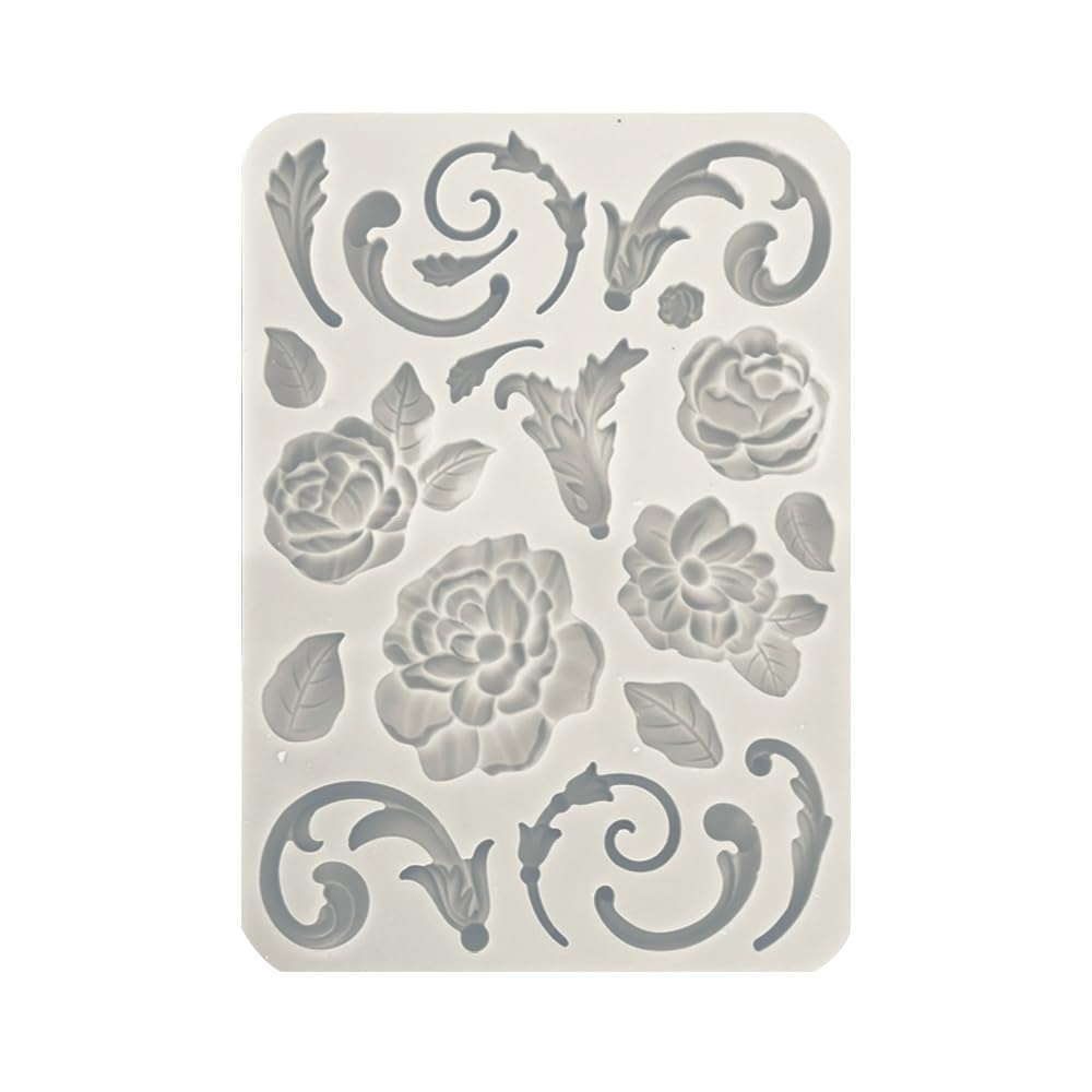 Stamperia - Silicone Mould A5 for Scrapbooking, Bullet Journals and More, Flowers and Embellishments, Non-Stick, Suitable for Air-Dry Clay and More, Perfect for Crafts and Gifting (Brocante Antiques)