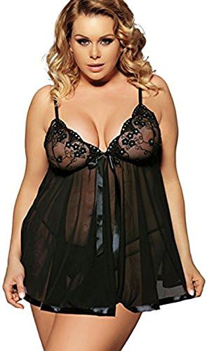 Sexy Lingerie Open Crotch Leotard Teddy Nightwear Lace Miniskirt Babydoll Plus Black XL