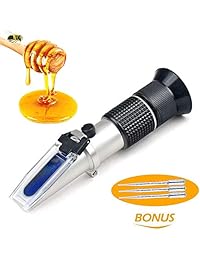 Refractómetro de miel para humedad de miel, azúcar, novia y baño, 58 90  de la gama de la escala de miel y humedad, con ATC, 3 en 1, ideal para miel, abejas, arce y molasas.