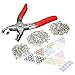 KINGSO 110 Sets Snap Setter Hand Pliers Setting Tool,Metal Ring Button Press Studs Sewing Craft Fastener Snap Pliers Craft Tool 9.5mm (Snap Sets)