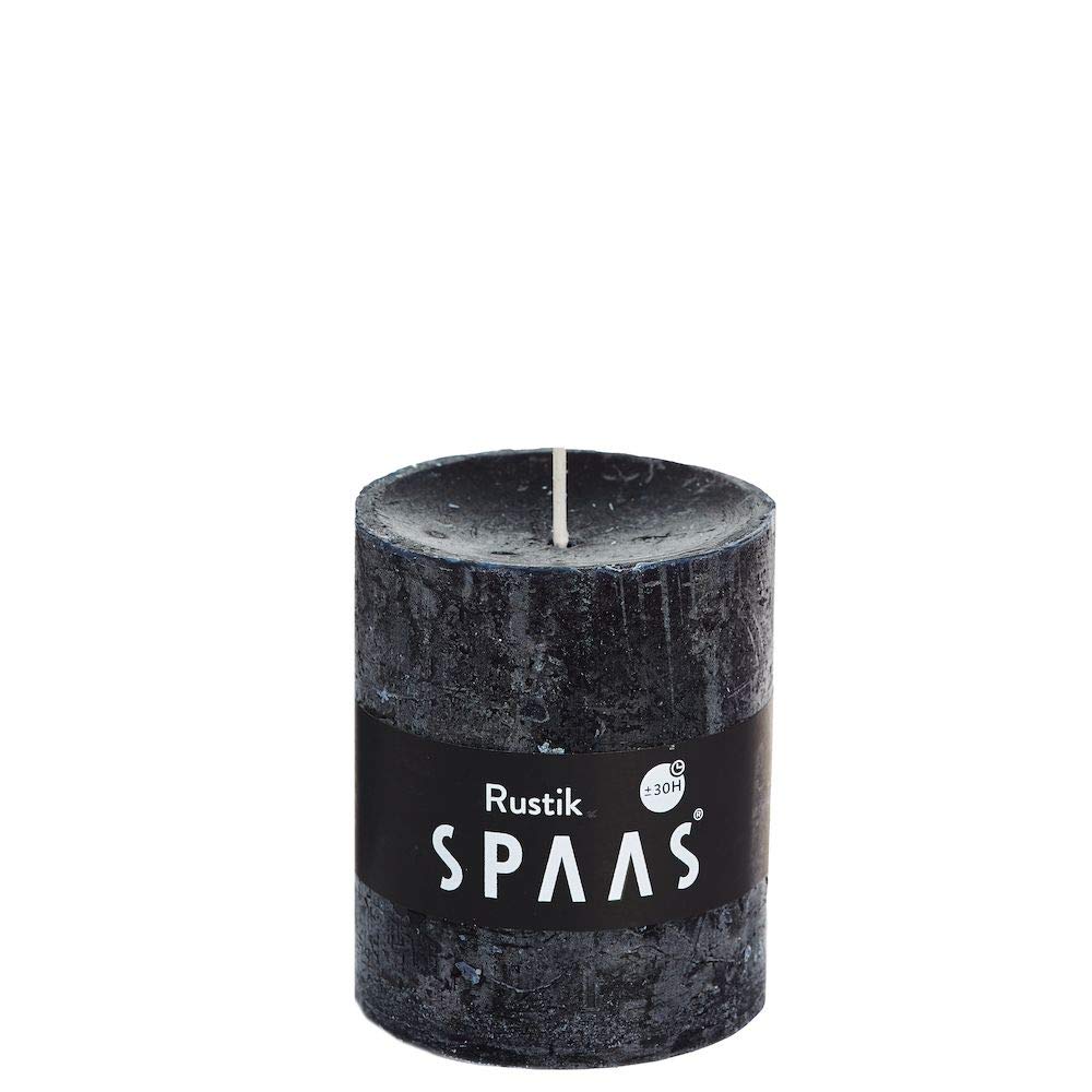 Spaas 8 Rustic Unscented Pillar Candles 68/80 mm, 30 Hours, Black — image 1