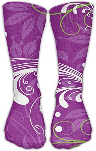 Purple Flower Stripe Men And Women Casual Socks (1 Pair) Living 3D Printing Socks Fashion Stretch Compression Socks For Stocking