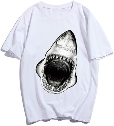 Xc Personnalite Lache Col Rond Requin Blanc Imprimer T Shirt A Manches Courtes Hommes Et Femmes Amoureux Amazon Fr Vetements Et Accessoires