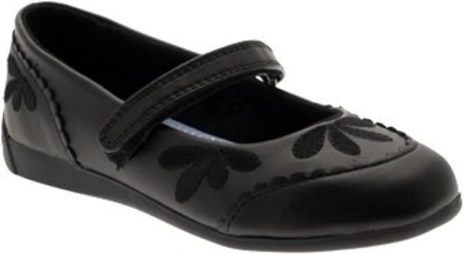 GIRLS KIDS CHILDRENS BLACK SCHOOL SHOES MARY JANE FAUX