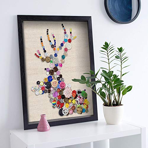 image for FRAME YI Display Shadow Box Frame, Linen Board Wood Showcase, Keep Awa