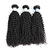 BLY 7A Mongolian Kinky Curly Human Hair 3 Bundles 10/12/14 Inch with 4x4 Lace Closure 10 Inch Unprocessed Hair Weave Weft for Black Women Natural Color