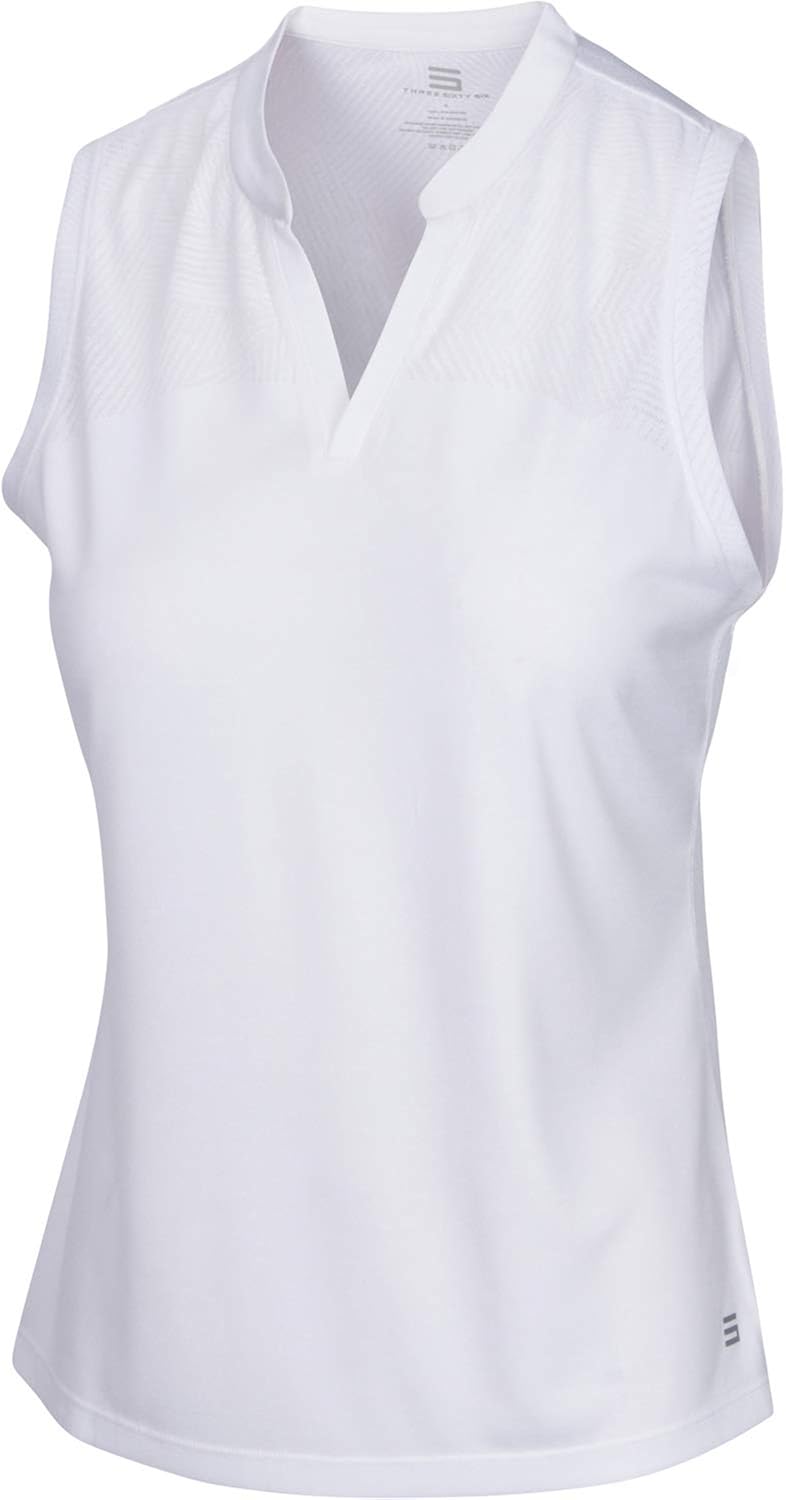 Three Sixty Six Women's Sleeveless Collarless Golf Shirt - Quick Dry Fabric, Lightweight Compression Golf Polo: Clothing