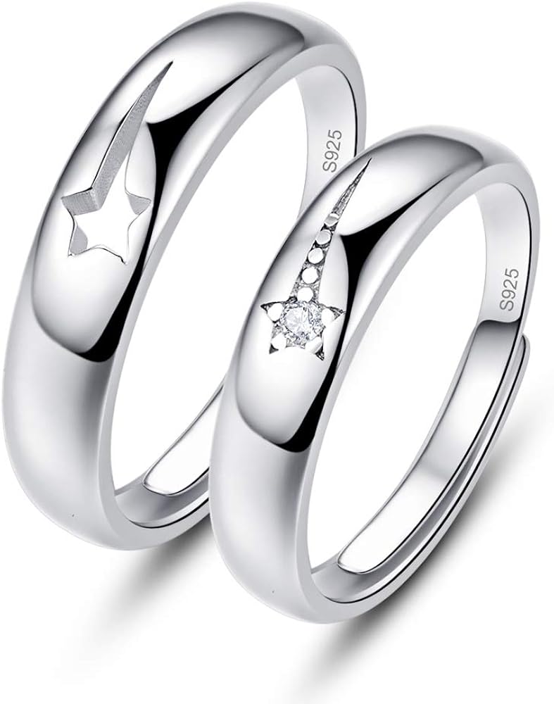 Amazon Jqueen ペアリング カップルリング 婚約指輪 オープンリング シルバー925 銀製指輪 スター 星 フリーサイズ リング 通販