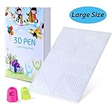 PARNER Large 3D Printing Pen Silicone Design Mat with Basic Template Printing Book, 2 Silicone Finger Caps, Clear PVC Drawing BOAD - Great 3D Pen Drawing Tools
