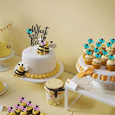 Buy What Will It Bee Cake Topper Bumble Bee Gender Reveal Blue Or Pink He Or She Baby Shower Party Favor Glitter Decorations Online In Turkey B07l3nzdx7
