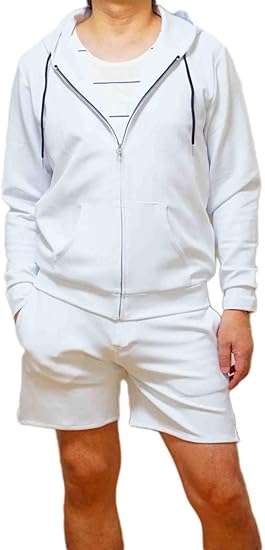 Amazon パーカー メンズ 蛍光色 ネオンカラー ストレッチ ジップアップパーカー 水陸両用 L ホワイト トレーナー パーカー 通販