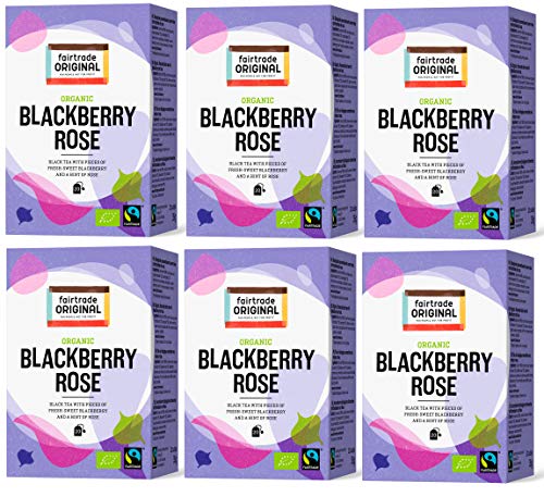 Schwarztee mit Brombeere| 120 Teebeutel | Set 6 x 20 Beutel = 210 g Schwarzer Tee | Fairtrade Original | 100 % schwarzer…