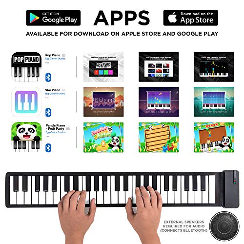 Best Choice Products Kids 49-Key Portable Flexible Roll-Up Piano Keyboard Musical Educational Toy Instrument w/Learn-To-Play App Game, Bluetooth Phone Pairing, Note Labels, USB Charging - White