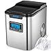 Upgraded Aicok Portable Digital Ice Maker Machine | Stainless Steel Stain Resistant| Countertop Ice Maker| Ice Cubes Ready in 6 Minutes | LED Display|Timer Program|Easy-to-Touch Buttons-Silver
