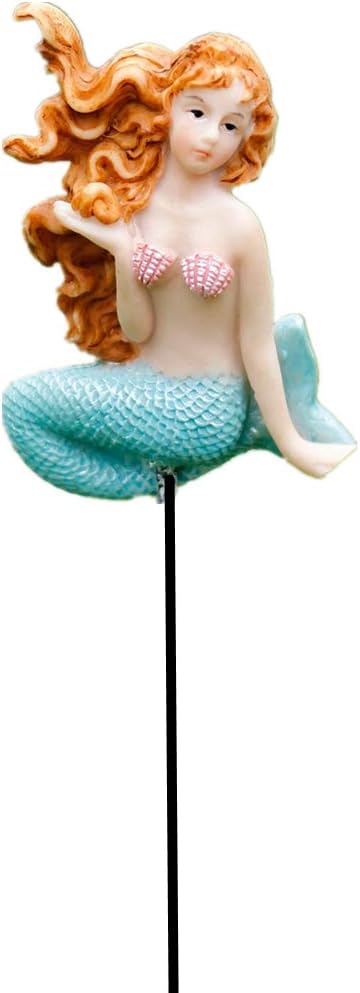 Decorative Garden Stakes - MUAMAX Miniature Mermaid Garden Stakes Mermaid Picks for Plants Fairy Garden Decorative Figurines Accessories Outdoor Micro Landscape Ornaments Succulent Decorations (Color)