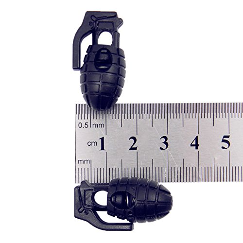 Shells Strong Spring Loaded Stop Sliding Cord Locks Fastener Slider Toggles End Cord Lock Stopper Buttons for Camping & Hiking, Shoelace Replacement, Sports, Backpacks (Black) - Thumbnail 3