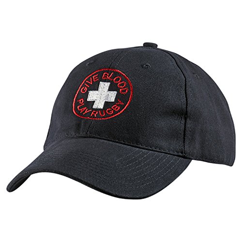 Give Blood, Play Rugby Baseball Cap - Black