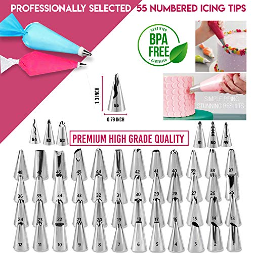 2 Decorating+Beginners+1+Spatula+Cake+Smoother+55+Nozzles+Baking