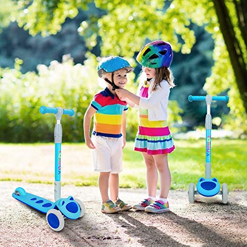 TONBUX Scooters for Kids Ages 3-8, Kids Scooter for Toddlers, Boys and Girls Scooter with Light Up 3-Wheels, Mini Scooter for Children, for Ride On Toys - Blue Cat Design